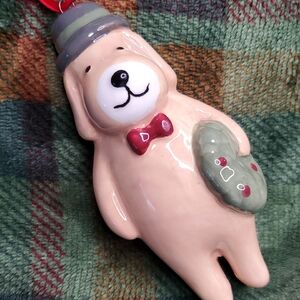 Ceramic‎ Dog Ornament with Bow Tie